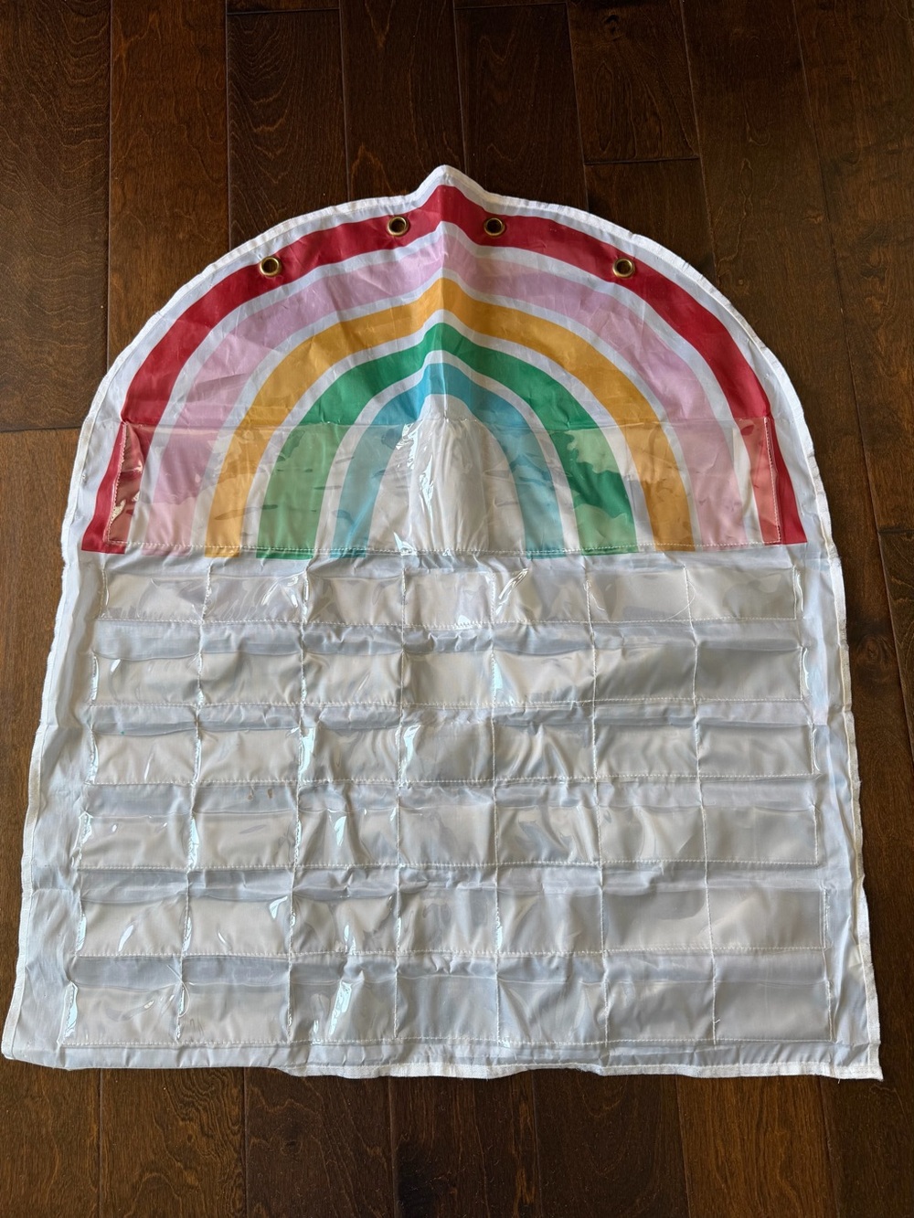 Rainbow Pocket Organizer Wall Hanging - White